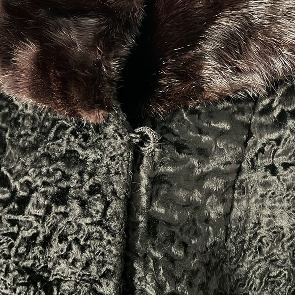 Vintage 40’s Mink & Curly Black Persian Lamb Coat - Picture 5 of 12